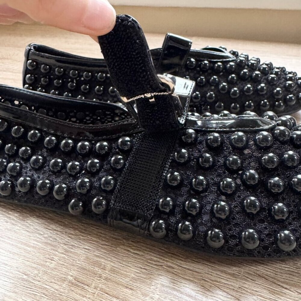 New Jeffrey Campbell Trennel Mary Jane Beaded Ballet Flats Black 8 - Picture 4 of 10
